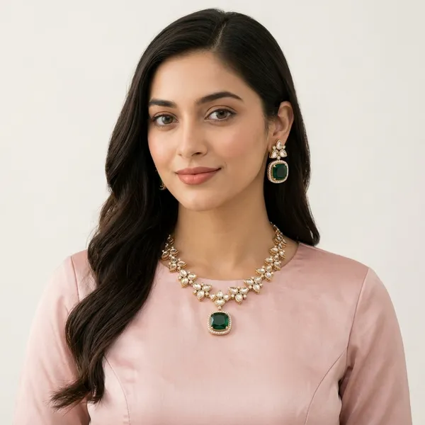 Emerald_Green_&_Kundan_Necklace_Set_with_Russian_doublet