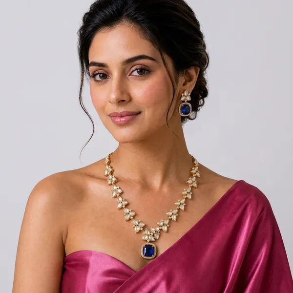 Electric_blue_&_Kundan_Necklace_Set_with_Russian_doublet
