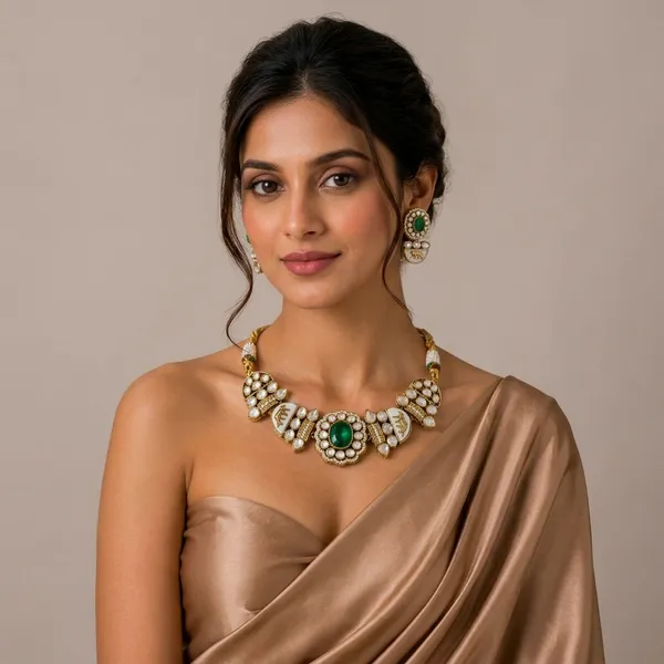 Sabhyasachi_inspired_Moissanite_,Kundan_Emerald_&_Polki_"Royal_Tiger"_Set
