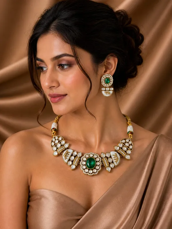 Sabhyasachi_inspired_Moissanite_,Kundan_Emerald_&_Polki_"Royal_Tiger"_Set
