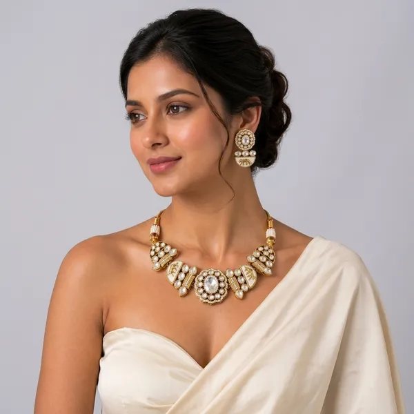 Sabhyasachi_inspired_Moissanite_,Kundan_[_White_]&_Polki_"Royal_Tiger"_Set
