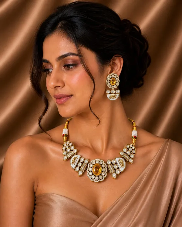 Sabhyasachi_inspired_Moissanite_Kundan[_yellow/golden_]&_Polki_"Royal_Tiger"_Set