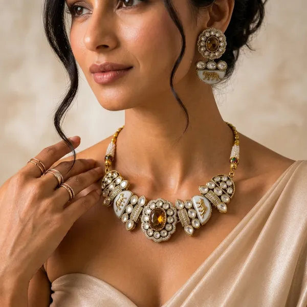 Sabhyasachi_inspired_Moissanite_Kundan_Golden&_Polki_"Royal_Tiger"_Set