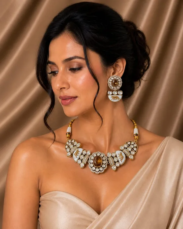 Sabhyasachi_inspired_Moissanite_Kundan_Golden&_Polki_"Royal_Tiger"_Set