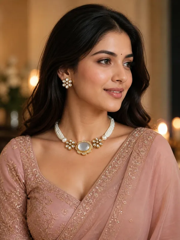 Floral_White_Gemstone_Necklace_&_Earrings_Set_(Kundan_with_Russian_doublet)