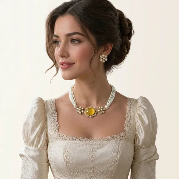 Yellow_Gemstone_Floral_Beaded_Necklace_&_Earrings_Set_(Kundan_Russian_doublet)