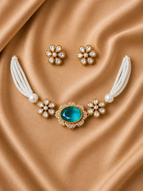 Blue_Gemstone_Floral_Beaded_Necklace_&_Earrings_Set_(Kundan_Russian_doublet)