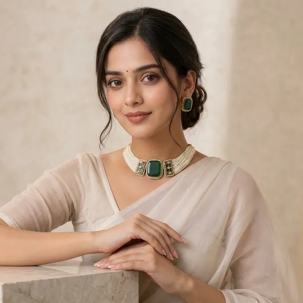 Green_Gemstone_Statement_Necklace_&_Earrings_Set