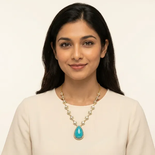 Blue_Gemstone_Triangular_Pendant_Necklace_&_Earrings_Set_(Kundan_With_Russian_Doublet)