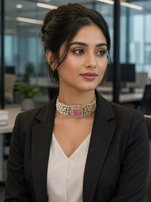 Sabyasachi_inspired_Pink_Gemstone_&_Diamond_Choker_Set