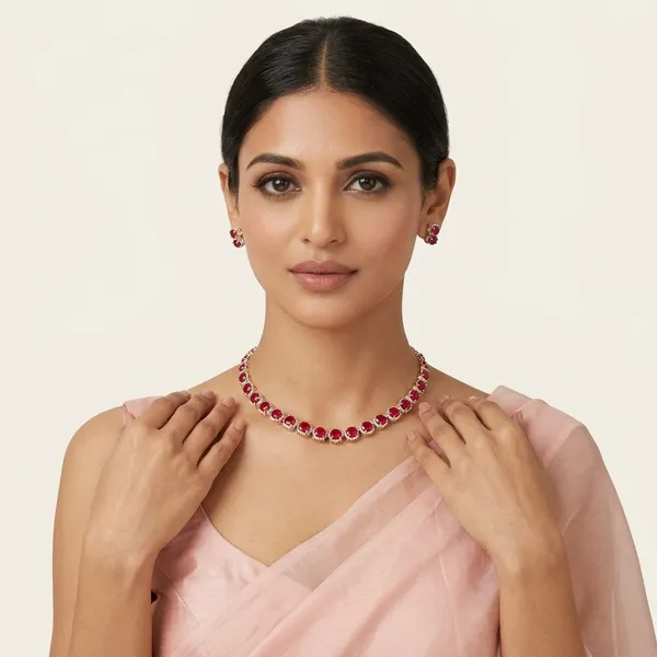 Royal_Emerald_Ruby_red_Solitaire_Tennis_Necklace_&_Stud_Earring_Set