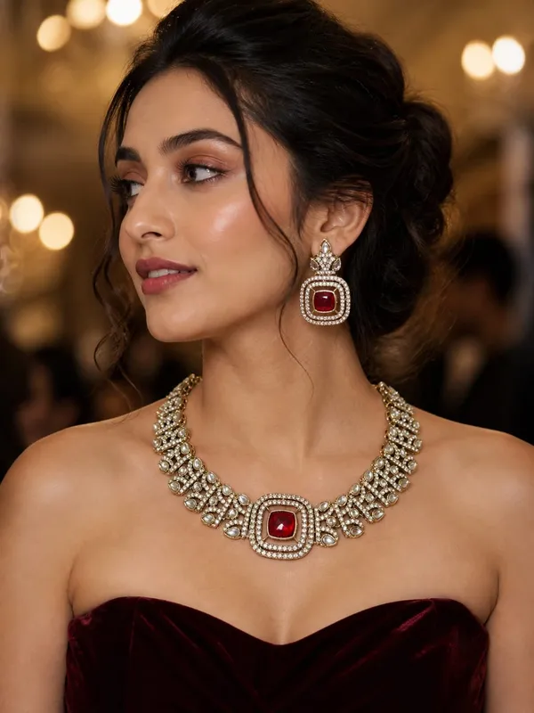 Square_Red_Gemstone_&_Diamond_Necklace_Set