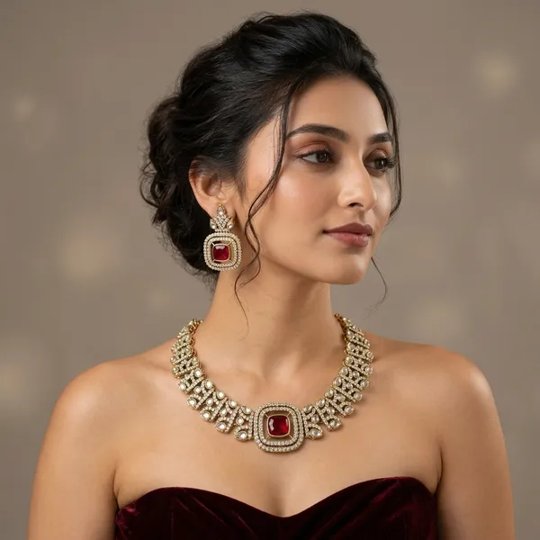Square_Red_Gemstone_&_Diamond_Necklace_Set