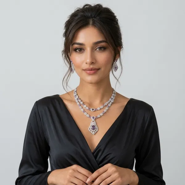 Gemstone_&_Diamond_Teardrop_Necklace_Set