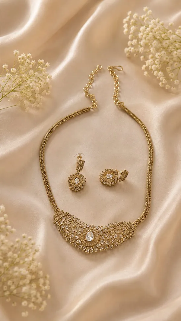 Teardrop_Stone_Necklace_with_Matching_Earrings_&_Ring