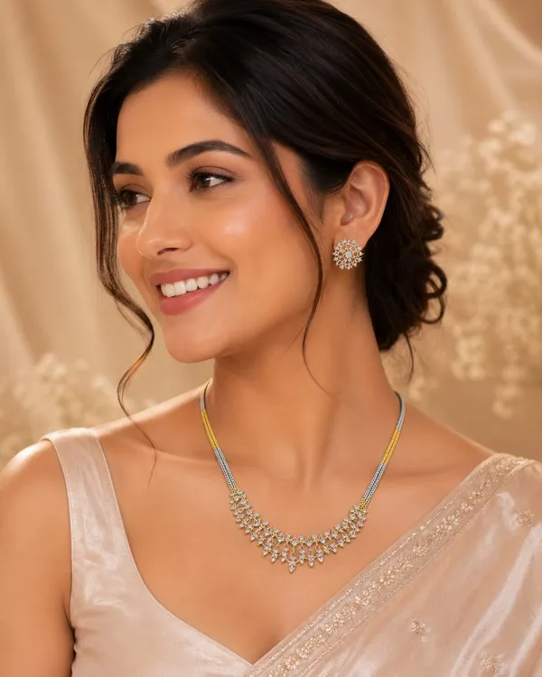 Dual-Tone_Floral_Necklace_with_Matching_Earrings