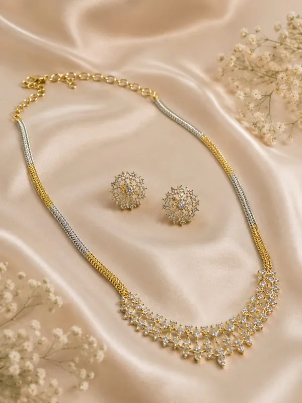 Dual-Tone_Floral_Necklace_with_Matching_Earrings