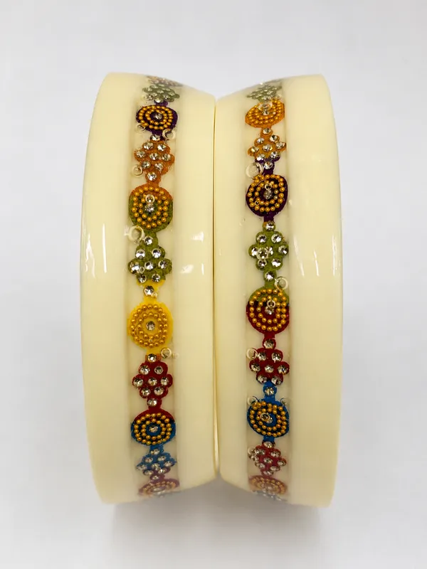 White_Multi_Resin_Stone_Studded_Bangles_Set_For_Women