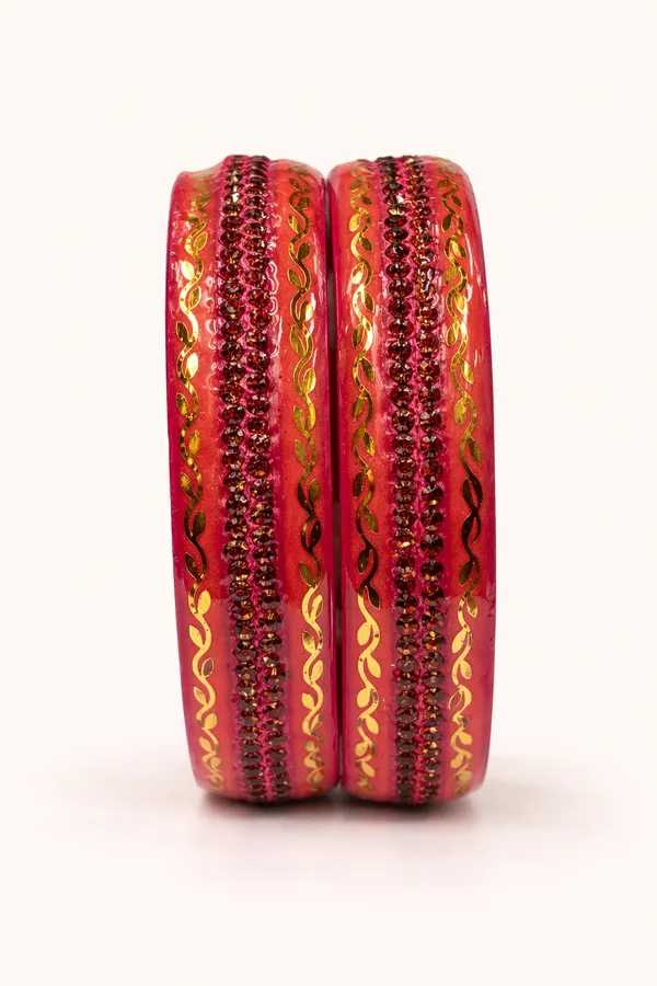 Salmon_Pink_Lac_Gold_Embellished_Decorative_Bangles_Set_For_Women