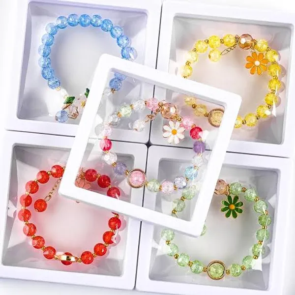 Multicolor_Plastic_Crystal_Beaded_Floral_Charm_Bracelet_Set_Of_5_For_Women