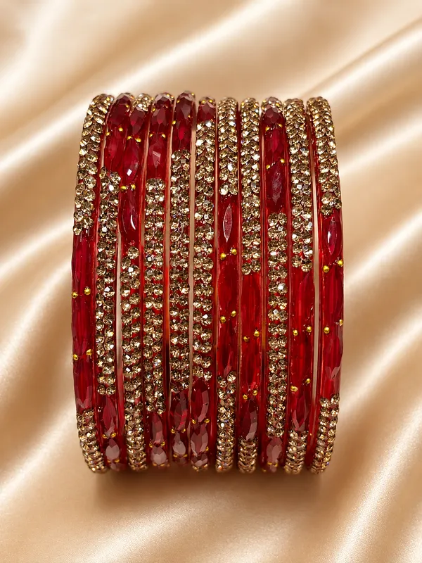 Red_Glass_Gold_Crystal_Embellished_Bangles_Set_For_Women
