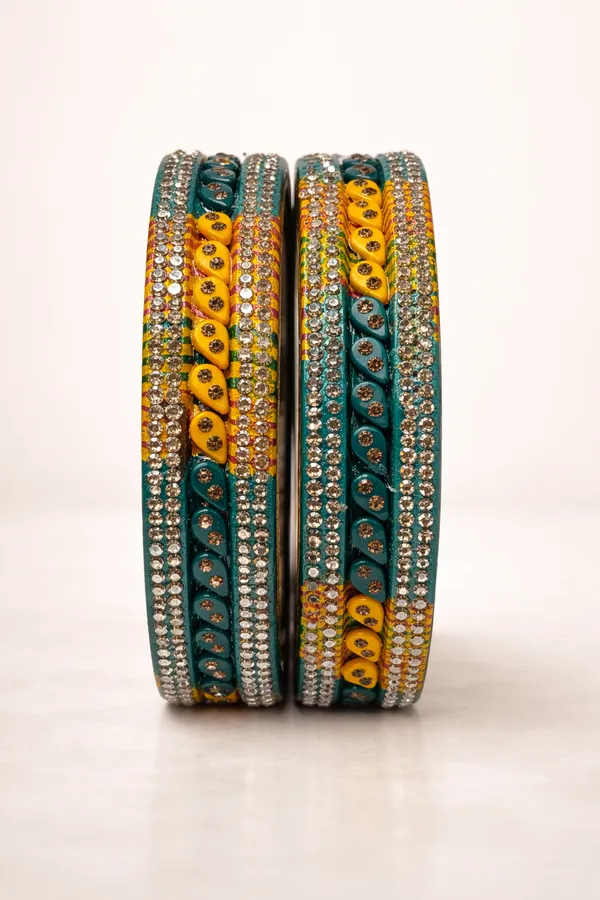 Teal_And_Yellow_Lac_Stone_Studded_Bangles_Set_For_Women