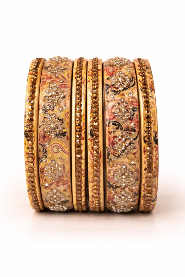 Cream_And_Beige_Lac_Floral_Stone_Embellished_Bangles_For_Women