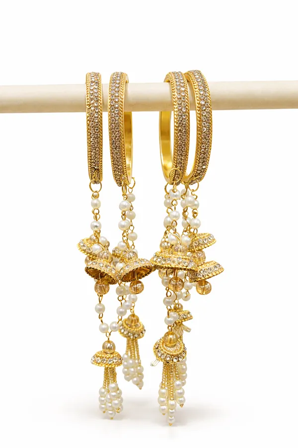 Gold_Plated_Metal_Crystal_Studded_Bangles_With_Pearl_Jhumka_For_Women