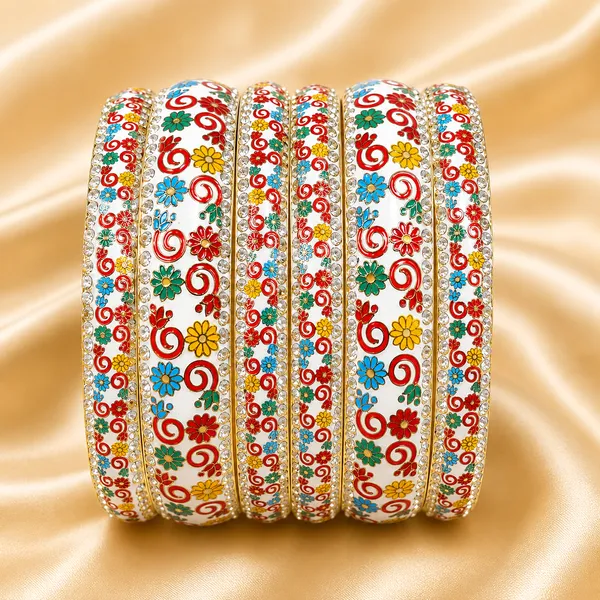 Ršš§š š¦šš”šš„_Hand-Painted_Floral_Brass_Bangle_Set