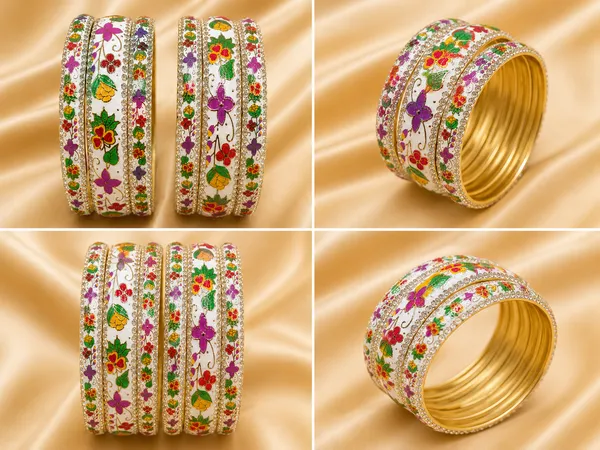Ršš§š š¦šš”šš„_Hand-Painted_Floral_Brass_Bangle_Set