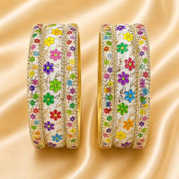 Ršš§š š¦šš”šš„_Hand-Painted_Floral_Brass_Bangle_Set