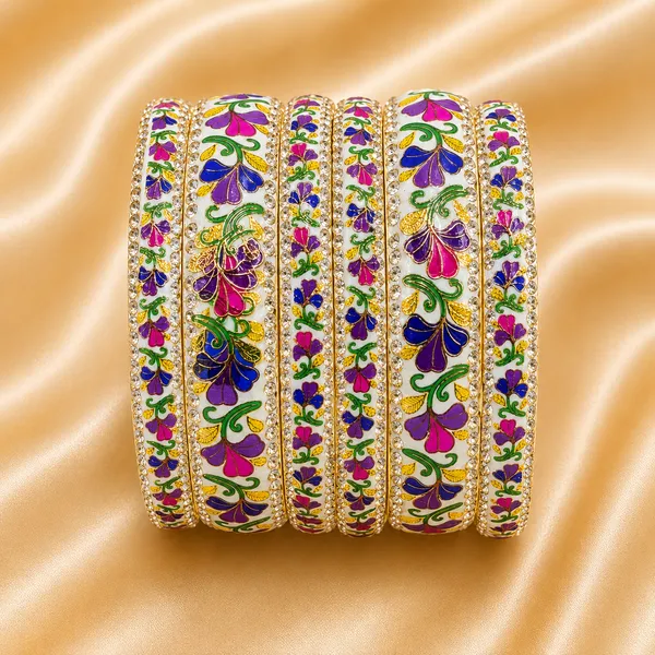Ršš§š š¦šš”šš„_Hand-Painted_Floral_Brass_Bangle_Set