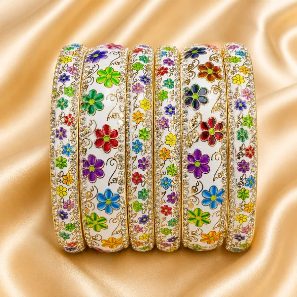 Ršš§š š¦šš”šš„_Hand-Painted_Floral_Brass_Bangle_Set