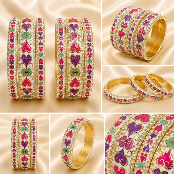 Ršš§š š¦šš”šš„_Hand-Painted_Floral_Brass_Bangle_Set