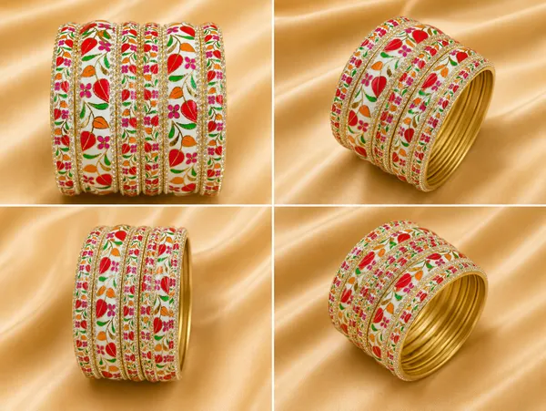 Ršš§š š¦šš”šš„_Hand-Painted_Floral_Brass_Bangle_Set