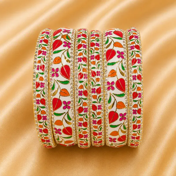 Ršš§š š¦šš”šš„_Hand-Painted_Floral_Brass_Bangle_Set