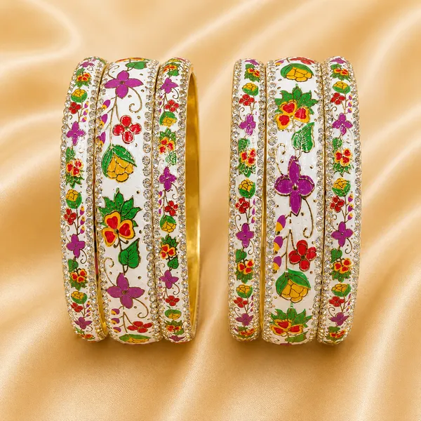 Ršš§š š¦šš”šš„_Hand-Painted_Floral_Brass_Bangle_Set