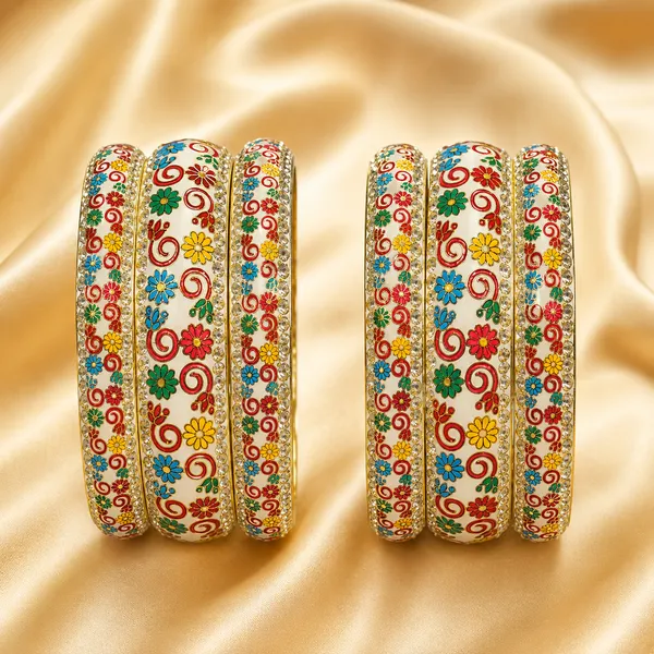 Ršš§š š¦šš”šš„_Hand-Painted_Floral_Brass_Bangle_Set