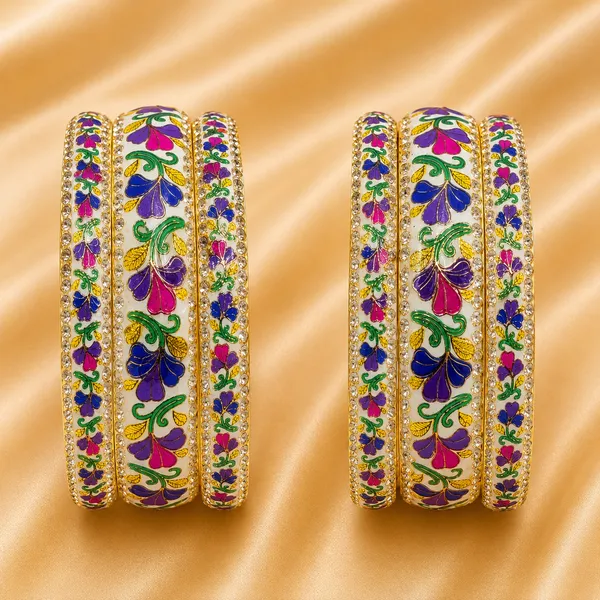 Ršš§š š¦šš”šš„_Hand-Painted_Floral_Brass_Bangle_Set