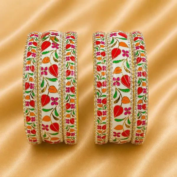 Ršš§š š¦šš”šš„_Hand-Painted_Floral_Brass_Bangle_Set