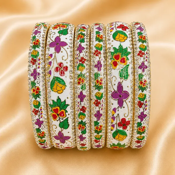 Ršš§š š¦šš”šš„_Hand-Painted_Floral_Brass_Bangle_Set