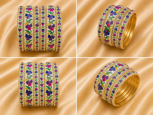 Ršš§š š¦šš”šš„_Hand-Painted_Floral_Brass_Bangle_Set