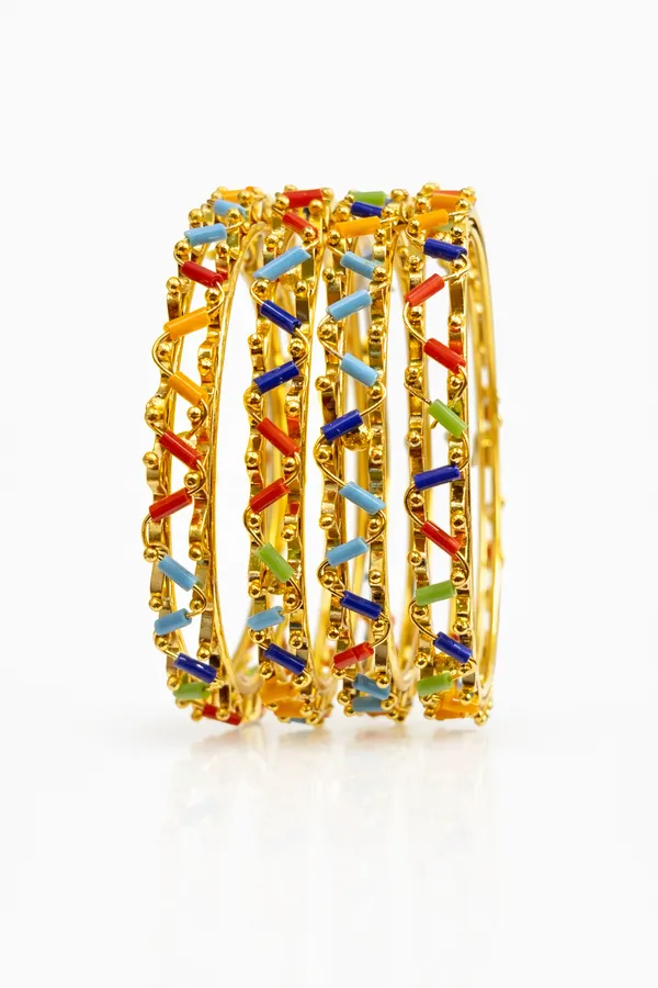 Multicolor_Gold_Metal_Enamel_Bangles_For_Women
