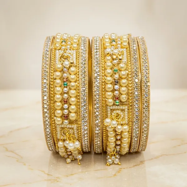 Gold_Brass_Pearl_Embellished_Traditional_Bangles_Set_For_Women