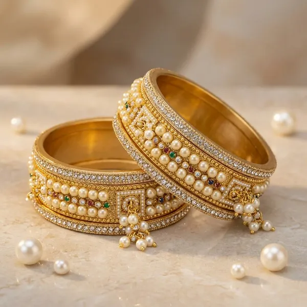 Gold_Brass_Pearl_Embellished_Traditional_Bangles_Set_For_Women