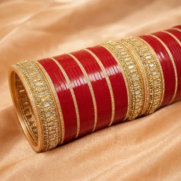 Red_Plastic_Gold_Embellished_Bridal_Chura_Bangles_Set_For_Women