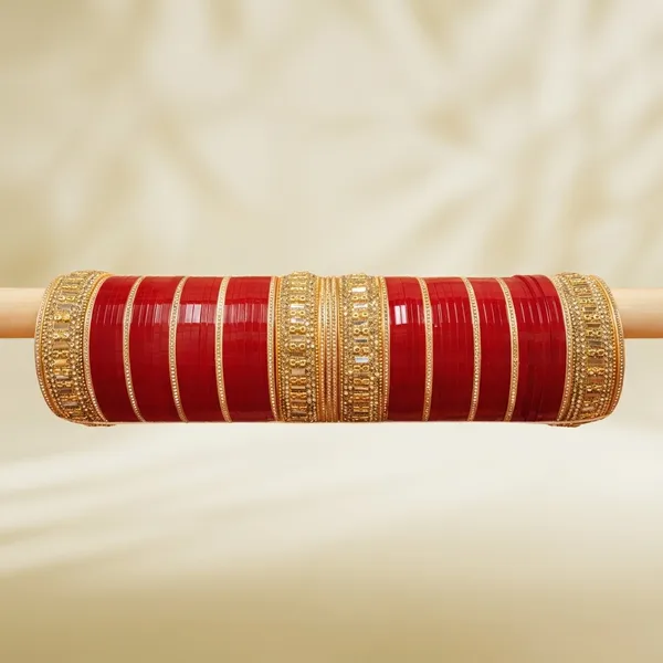 Red_Plastic_Gold_Embellished_Bridal_Chura_Bangles_Set_For_Women