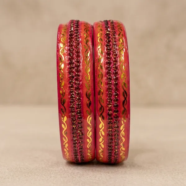 Salmon_Pink_Lac_Gold_Embellished_Decorative_Bangles_Set_For_Women