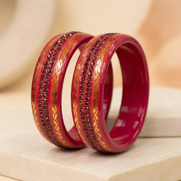Salmon_Pink_Lac_Gold_Embellished_Decorative_Bangles_Set_For_Women