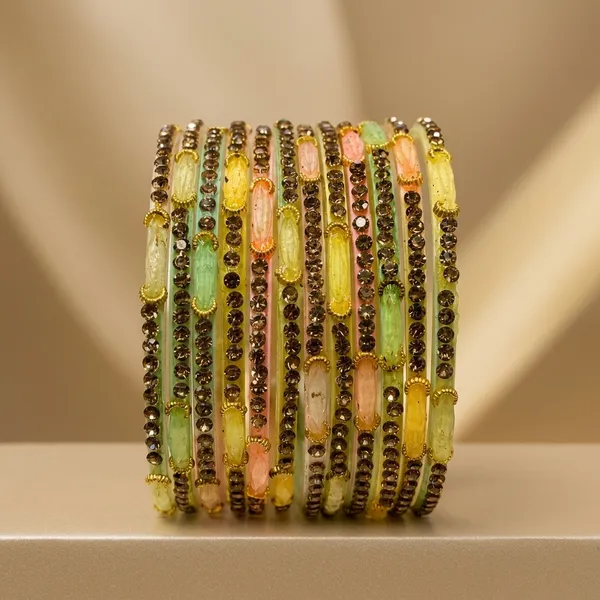 Multicolor_Glass_Stone_Embellished_Gold_Tone_Bangles_Set_For_Women